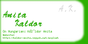 anita kaldor business card